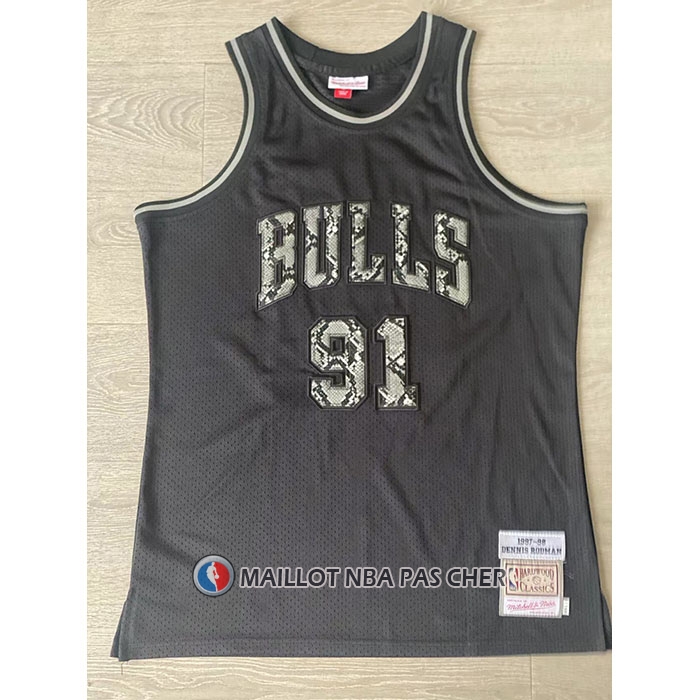 Maillot Chicago Bulls Dennis Rodman NO 91 Mitchell & Ness 1997-98 Noir1